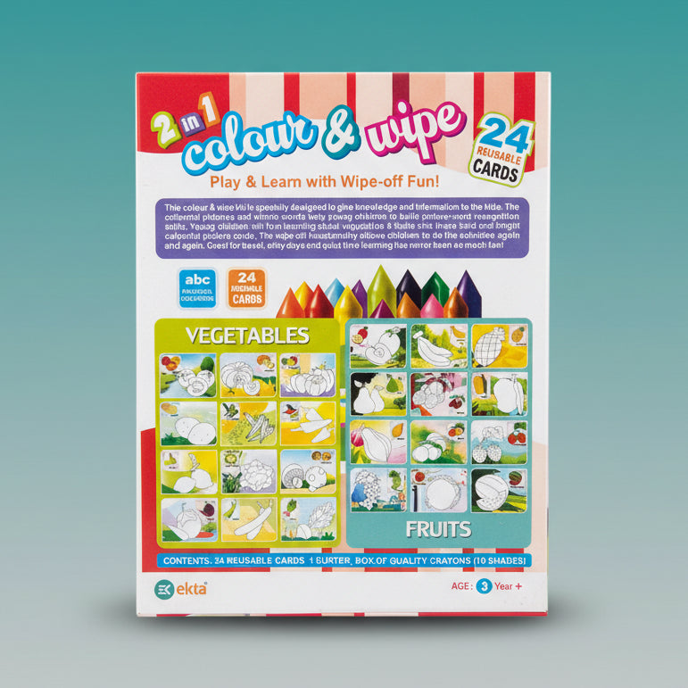 Colour & Wipe Vegetables Ekta 3+ by Gift Hub Mart