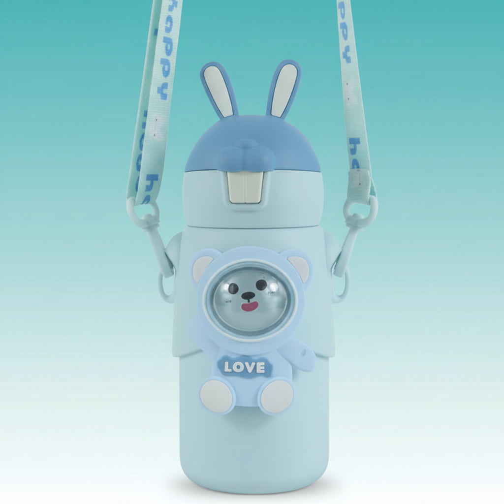 Cunku Bunny Sipper Water Bottle 410ML Stainless Steel Blue by Gift Hub Mart