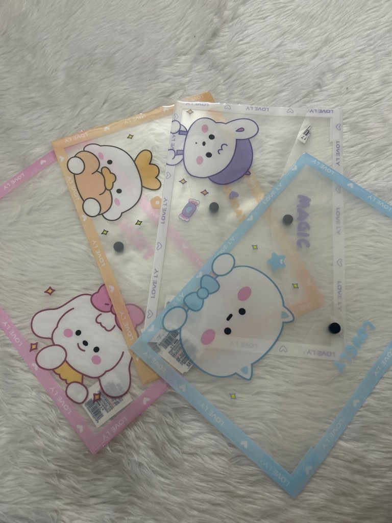 Cute Printed Transparent Button Folder for Children by Gifthubmart