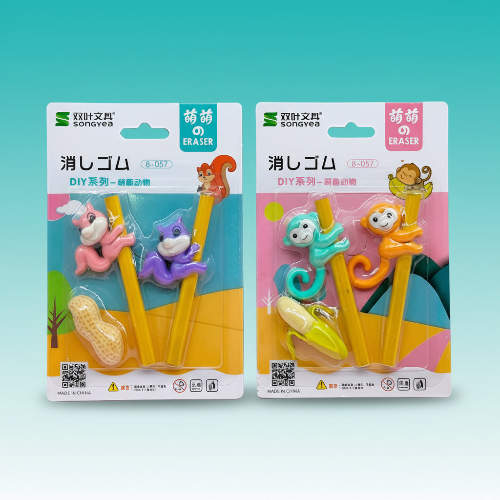 Fancy Eraser Squirrel & Monkey by Gifthubmart