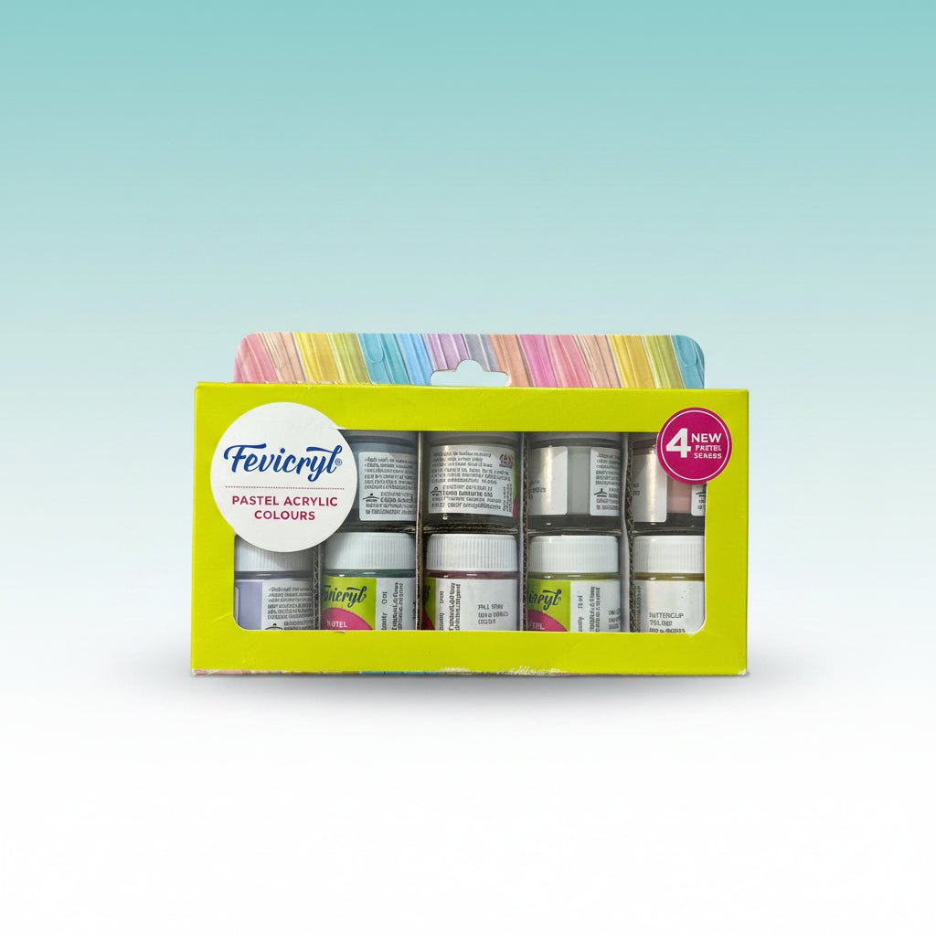 Fevicryl Pastel Acrylic Colours 10 Shade Set – Gift Hub Mart, yellow box display