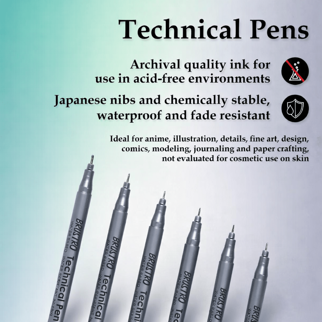 Fineliner Pen 0.1 Black Brustro Technical Pen by Gifthubmart