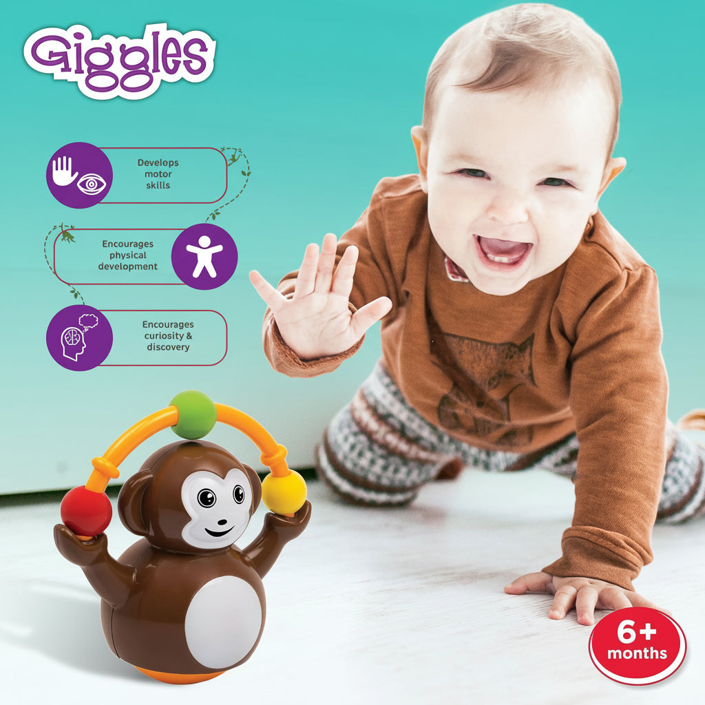 Funskool Giggles Push & Crawl Monkey 6m+ by Gift Hub Mart