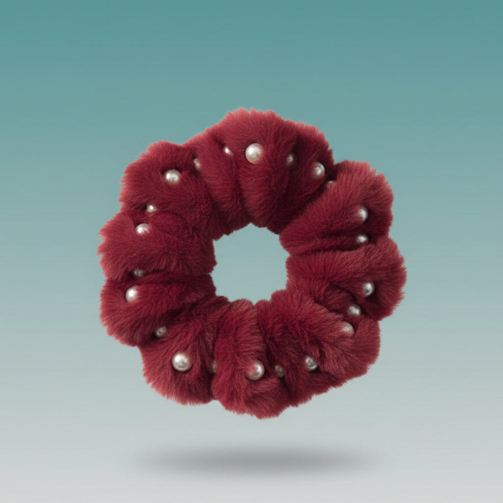 Fur and Pearl Scrunchies by Gift Hub Mart