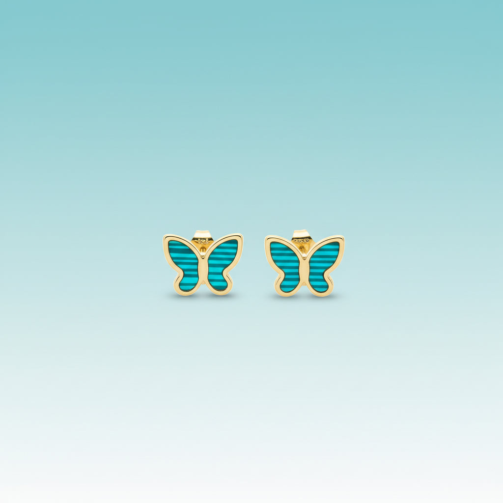 Green Butterfly Gold Plated Earrings by Gifthubmart
