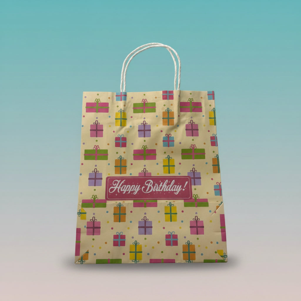 Happy Birthday Gift Print Bag Small by Gifthubmart