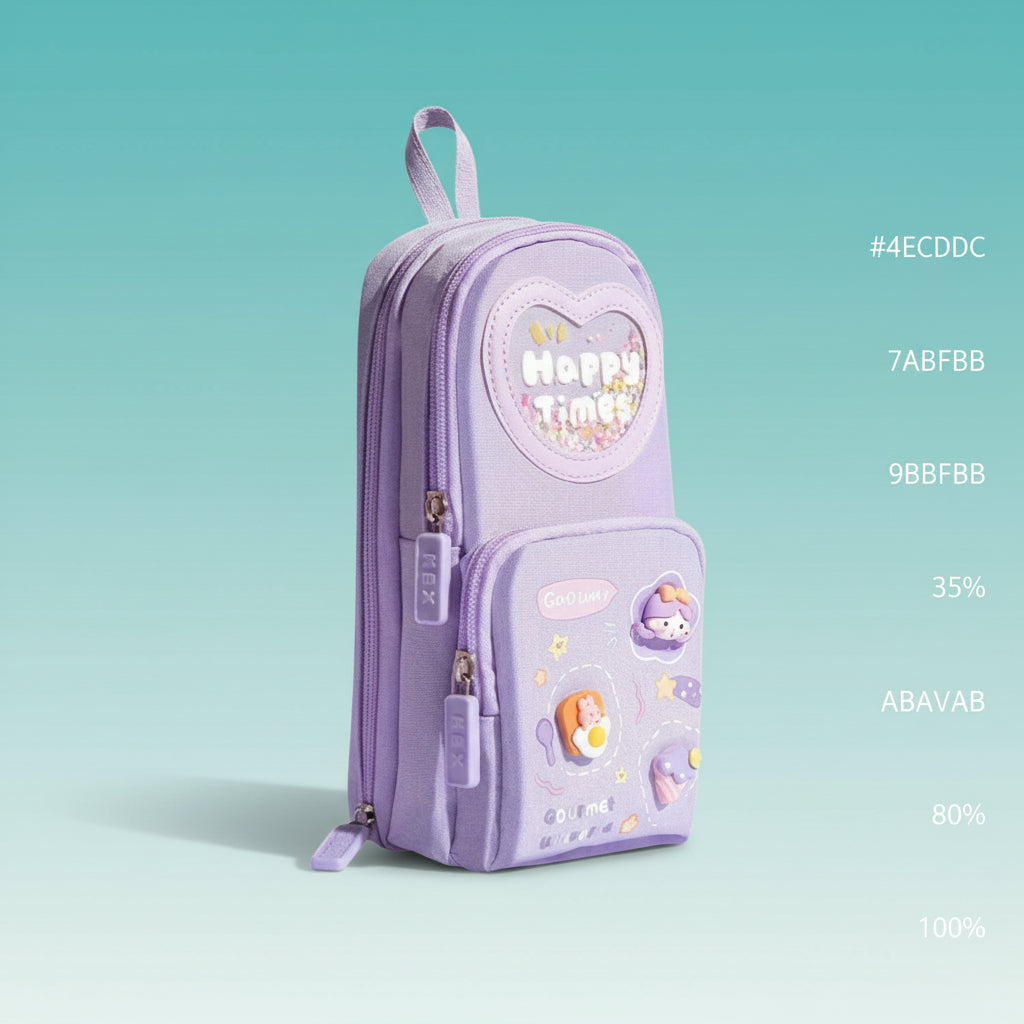 Happy Times 3 Pocket Pencil Case by Gift Hub Mart