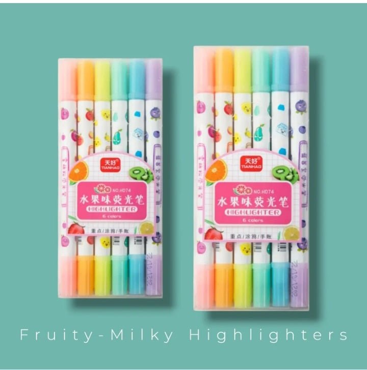 Highlighters- Fruity Milky Set Of 6 by Gift Hub Mart
