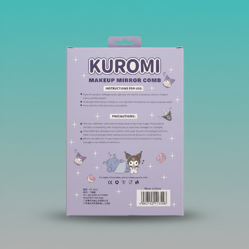 Kuromi Makeup Mirror Comb by Gift Hub Mart
