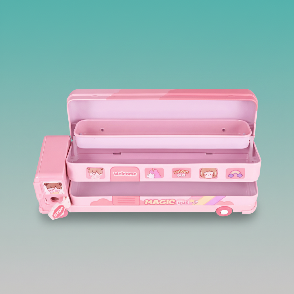 Magic Bus Metal Pencil Box (2 Compt) by Gift Hub Mart