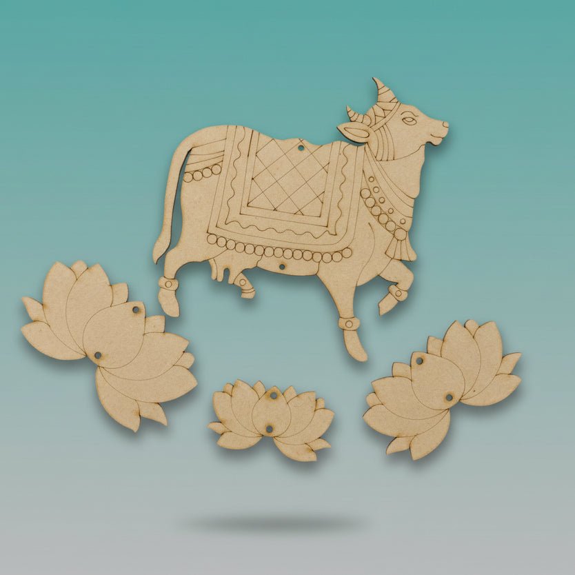 MDF Cutout Wall Hanging - Kamdhenu Pichhwai 2 by Gift Hub Mart