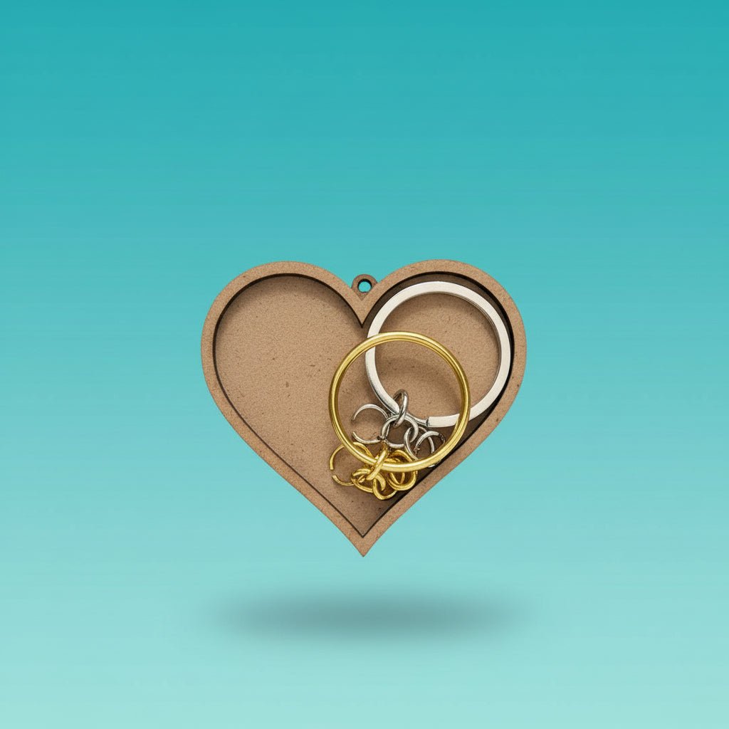 MDF DIY Key Ring 2 Pcs Set Heart by Gifthubmart