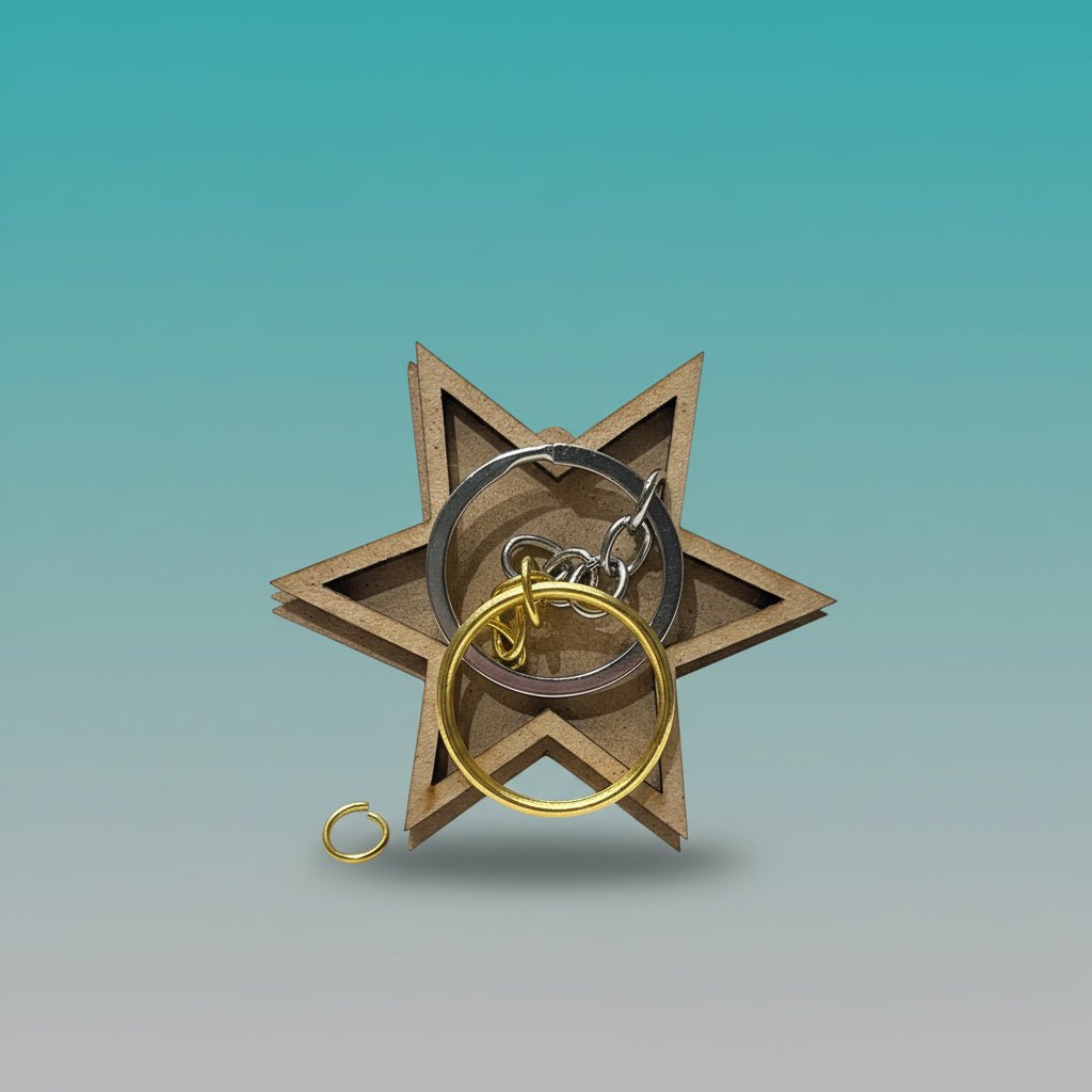 MDF DIY Key Ring 2 Pcs Set Star by Gifthubmart