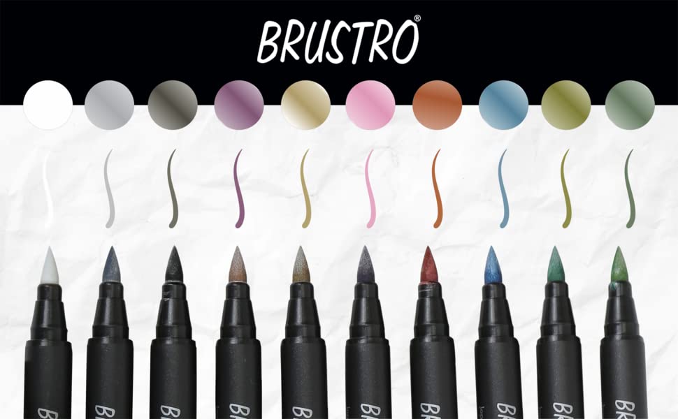 Metallic Brush Pen Set of 10 Brustro by Gifthubmart