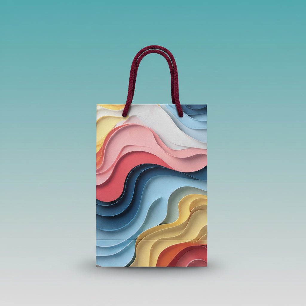 Multicolour Waves Paper Bag 5*7*2.5 inch by Gift Hub Mart