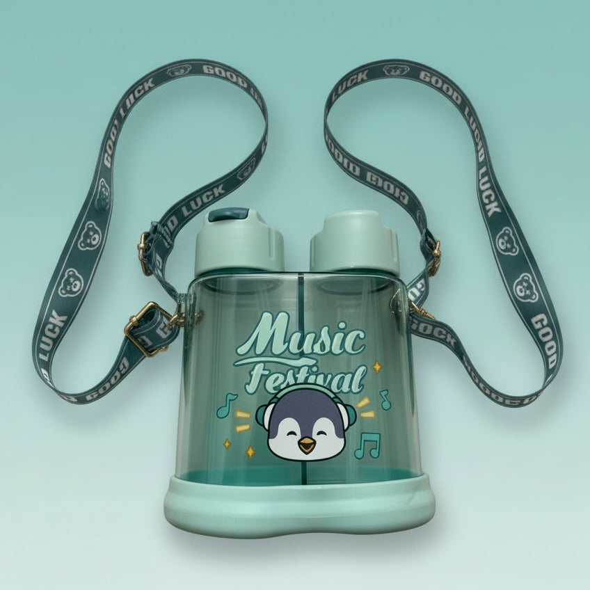 Music Festival 2 Section Water Bottle for Kids 640ML by Gift Hub Mart