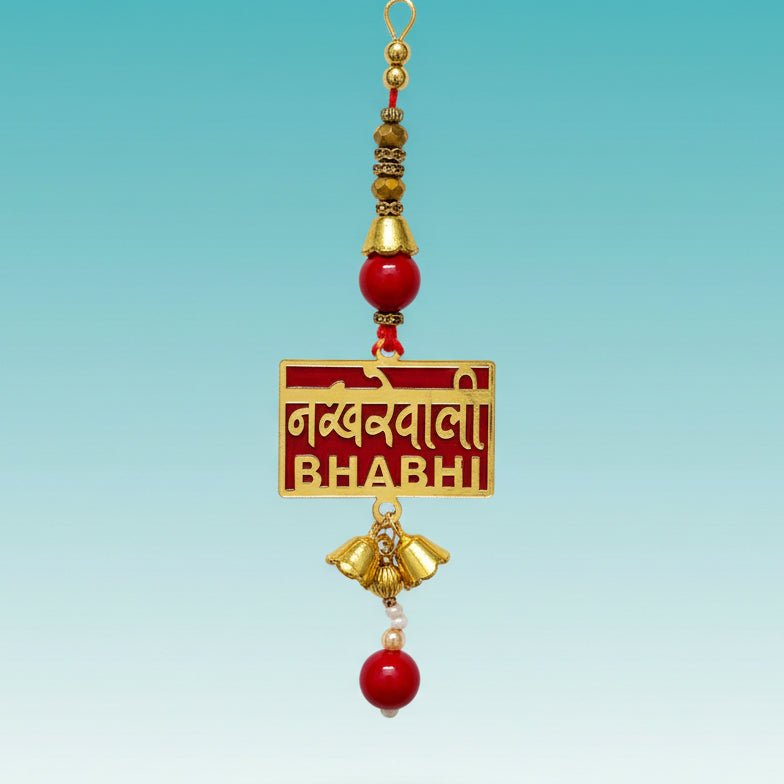 Nakhrewali Bhabhi Lumba 55C rakhi by Gifthubmart with red beads and tassel