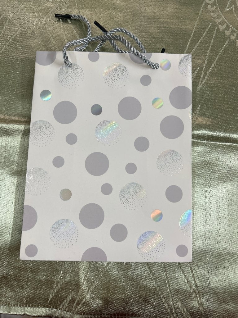 Paper Bag Gray & Silver Big Polka Dots by Gifthubmart