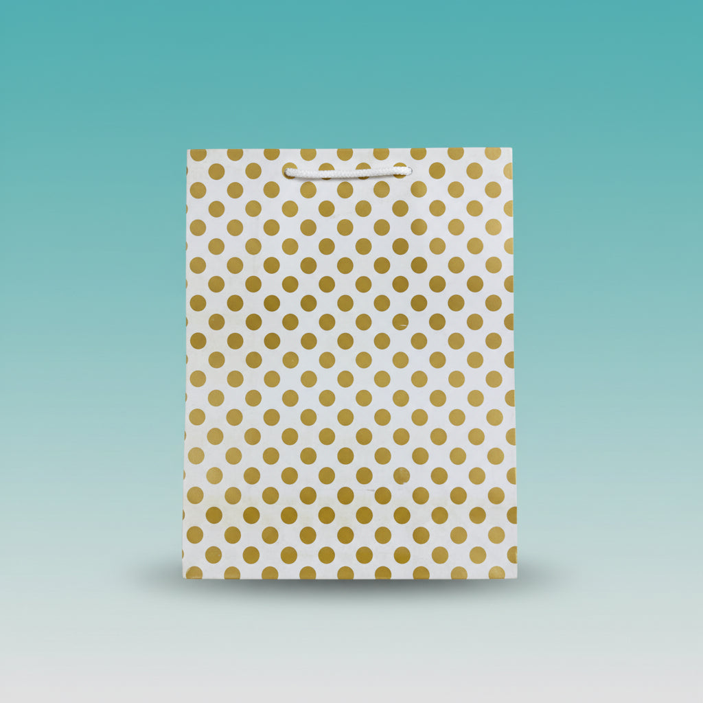 Paper Bag Medium Golden Polka Dots by Gifthubmart