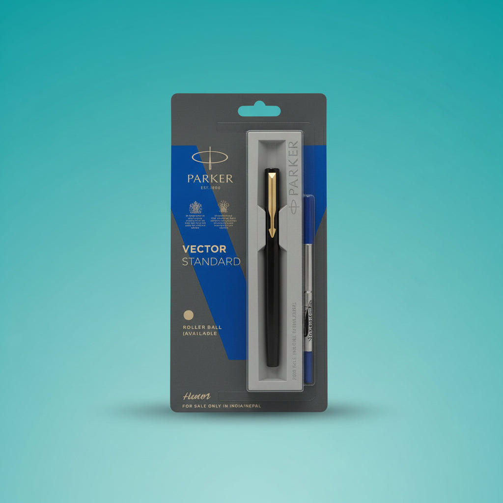 Parker Vector Standard Gold Trim Roller Ball Pen by Gift Hub Mart