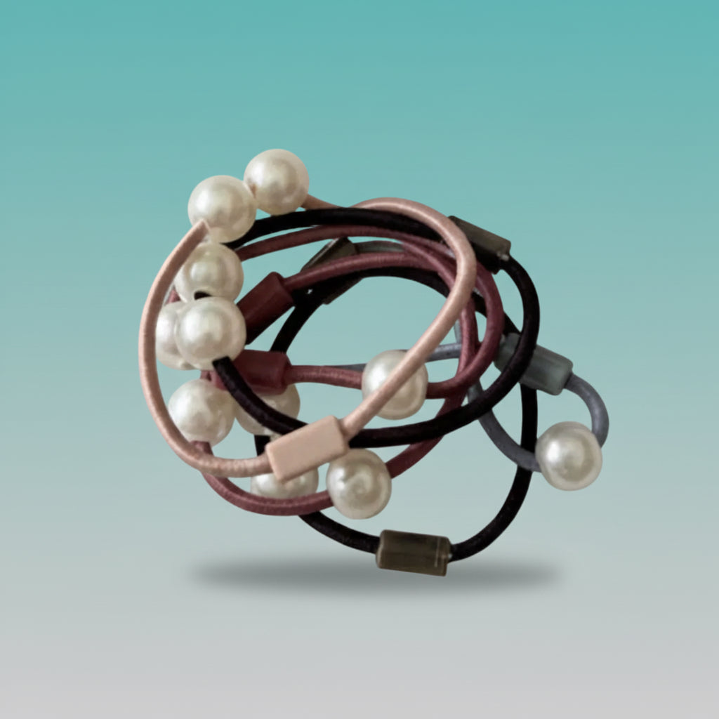 Pearl Elastic Rubber Band (Pack of 6) by Gift Hub Mart
