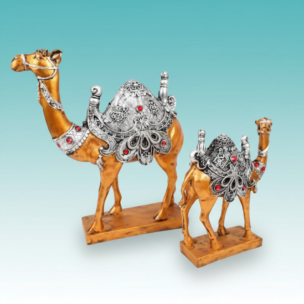 Silver Camel Pair Showpiece by Gifthubmart