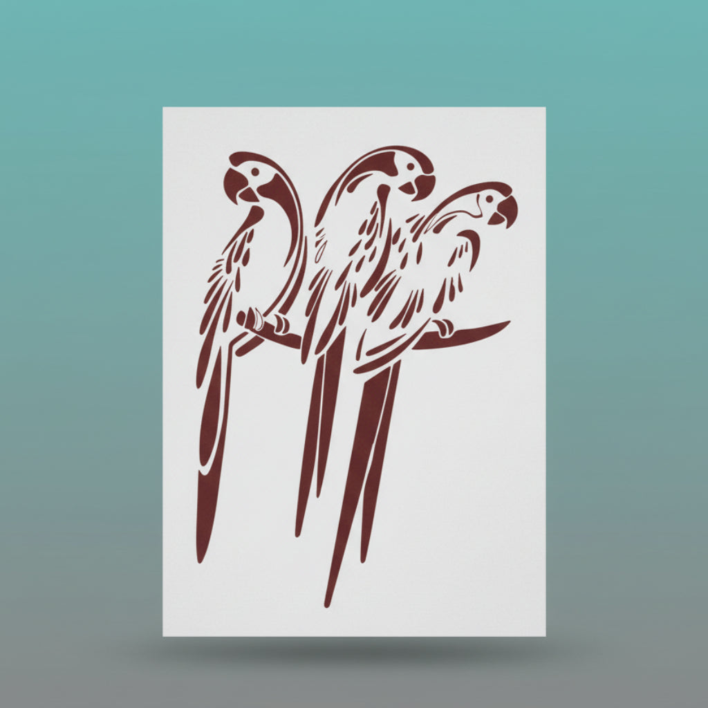 Stencil Plastic- 3 Parrots by Gift Hub Mart