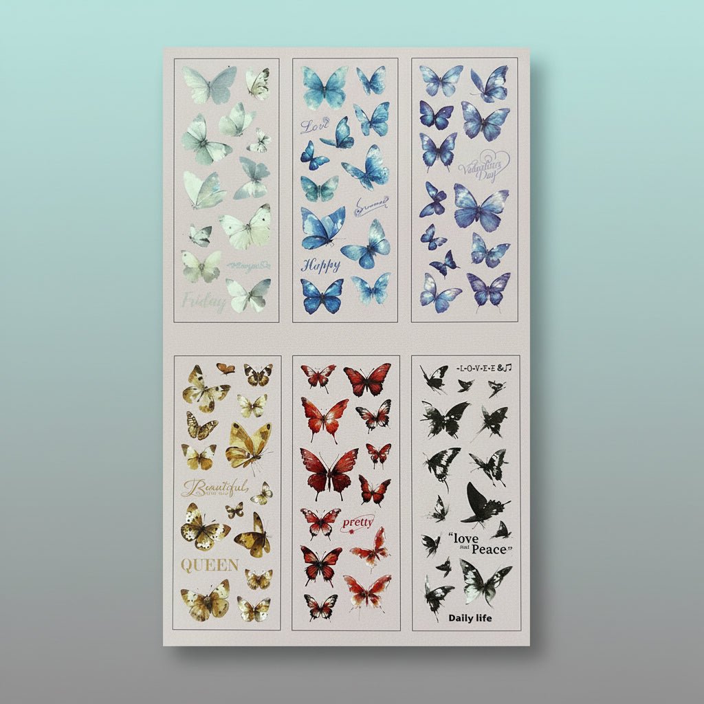 Sticker- Butterflies 6 Pcs by Gift Hub Mart, blue butterfly sticker set