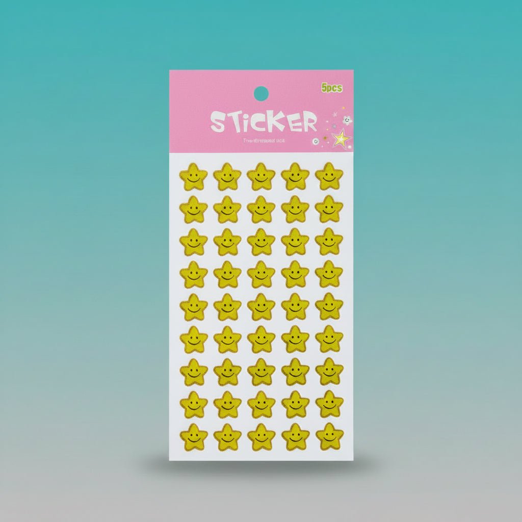 Sticker- Holography Smiley 5 Pcs by Gift Hub Mart: yellow holographic star stickers