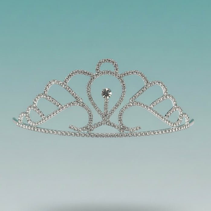 Gift Hub Mart Tiara silver glitter crown on blue display stand
