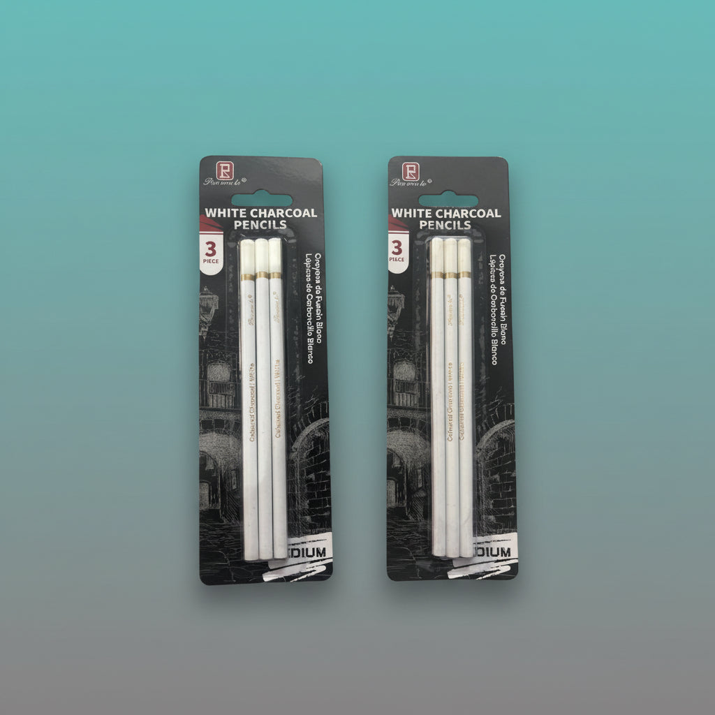 White Charcoal Pencils (Medium - Set Of 3) VD1524 by Gift Hub Mart