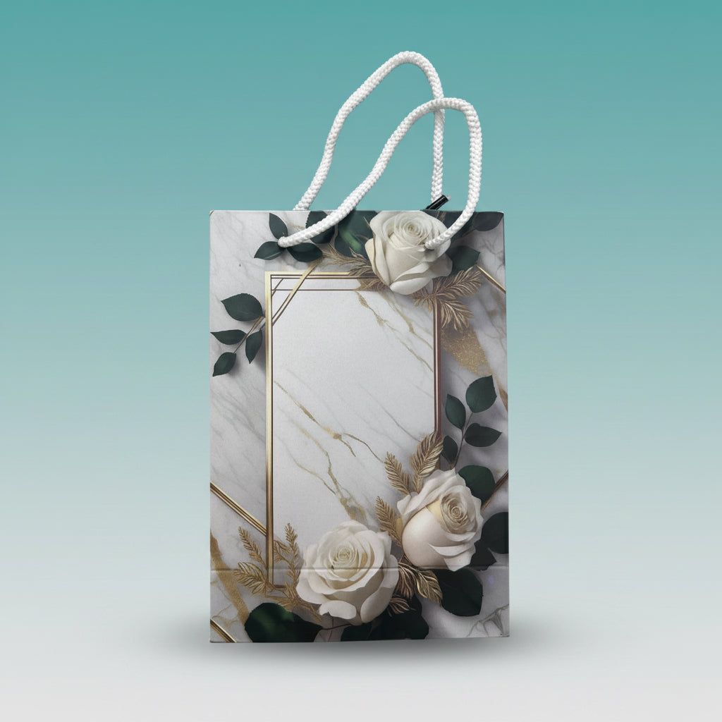 White Rose In Gray Paper Bag 5*7*2.5 inch by Gift Hub Mart