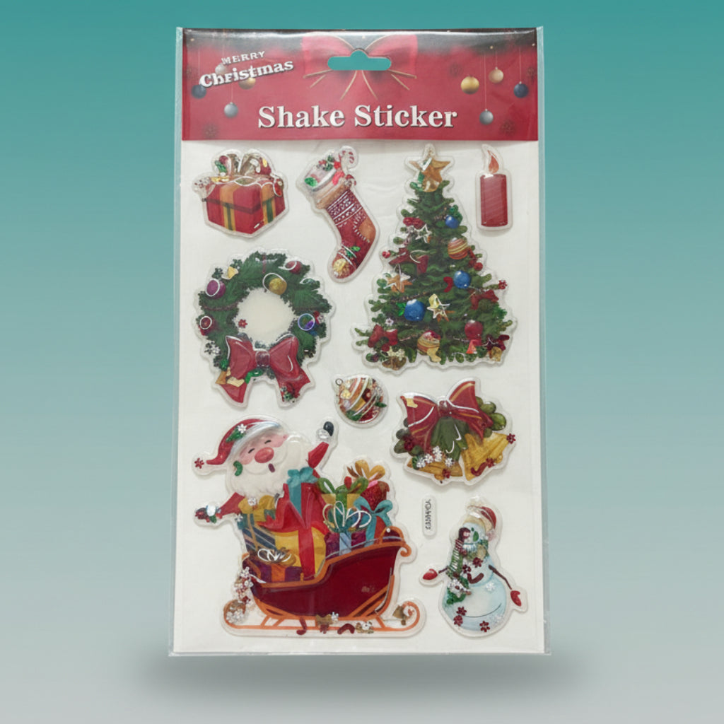 Xmas 3D Shaker Sticker by Gift Hub Mart