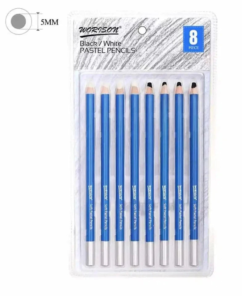 WORISON Artist Black & White Pastel Pencils (8 Piece)