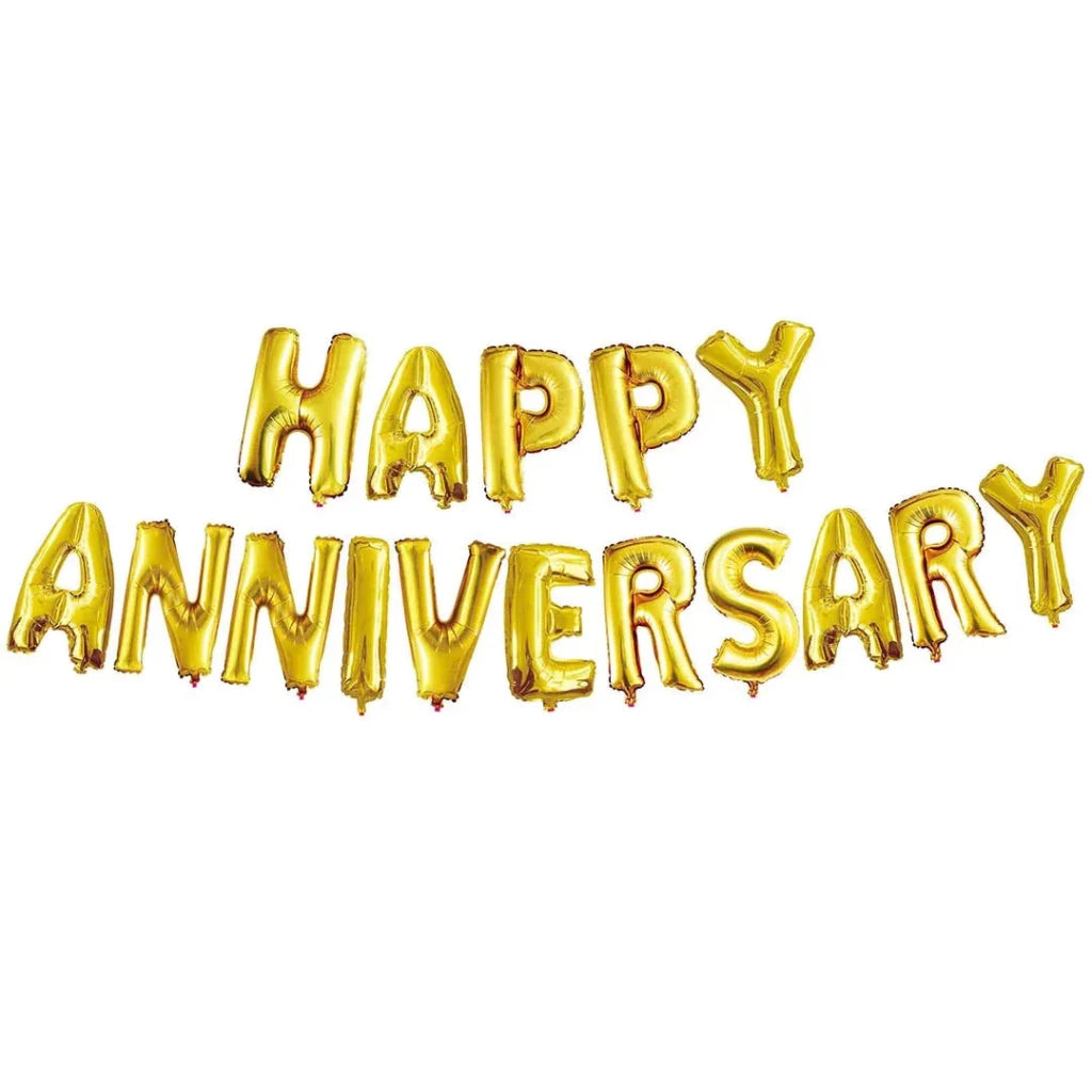 Foil Balloon Happy Anniversary 16" Golden by Gifthubmart