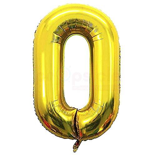 Golden Foil Balloon Number 0 by Gifthubmart