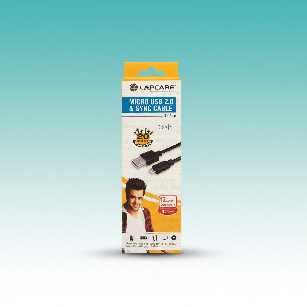 MRP350 Lapcare Data Cable Micro USB 2.0 by Gifthubmart