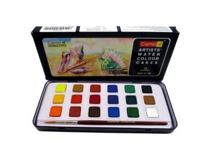 Camel Artists' Water Colour Cakes 18 Shades