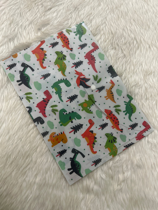 Kids Printed Button Folder Dinosaur