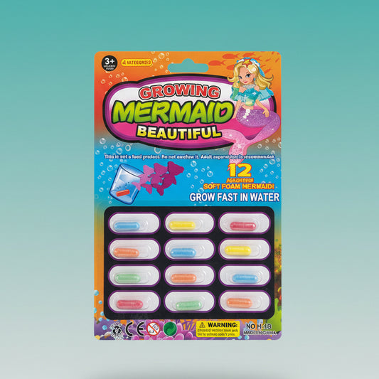 Gift Hub Mart Foam Capsule Creatures—Grow In Water, 12 assorted soft foam mermaids that grow in water