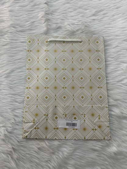 Paper Bag Small White & Golden Geometric Design