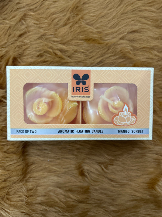 IRIS Aromatic Floating Candle Set of 2 - Mango Sorbet