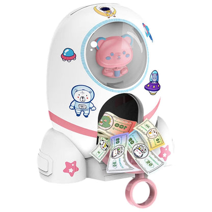 ROCKET PIGGY BANK WITH DIY STICKERS