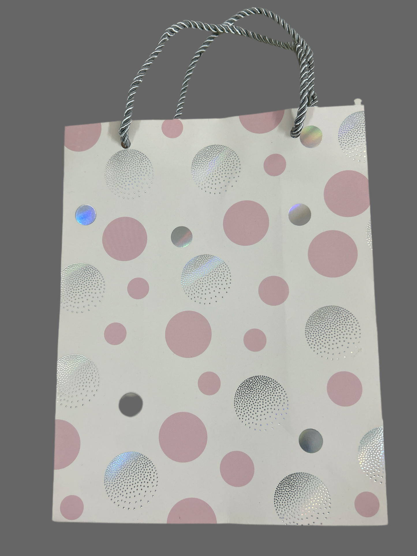 Paper Bag Pink & Silver Big Polka Dots