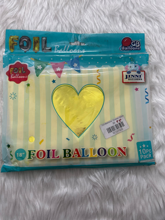 Foil Balloons Golden Heart (Pack of 10)