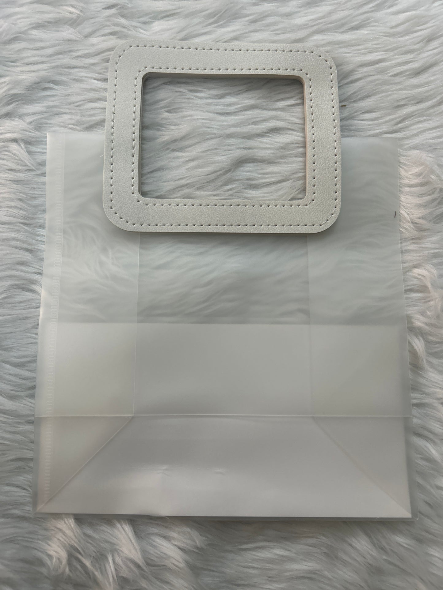 PVC White Leather Handle Gift Bag Medium
