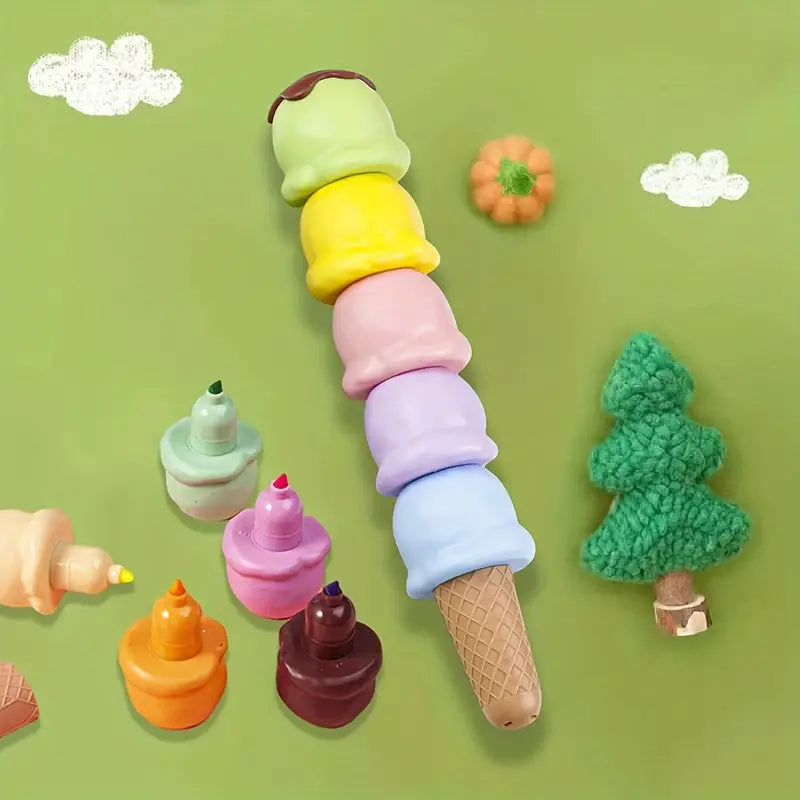 Ice Cream Cone Shape Highlighter Pack of 5