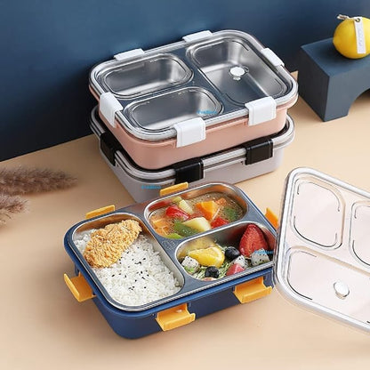 3 Section Stainless Steel Leakproof Lunch Box 750 ML with Spoon & Fork