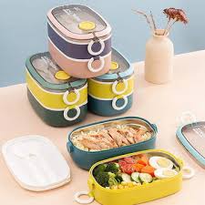 GIBO Stainless Steel Double Layer Bento Lunch Box 1.3L with Cutlery