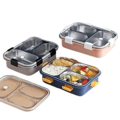 4 Section Stainless Steel Bento Leakproof Lunch Box 900 ML with Spoon & Fork - BPA-Free